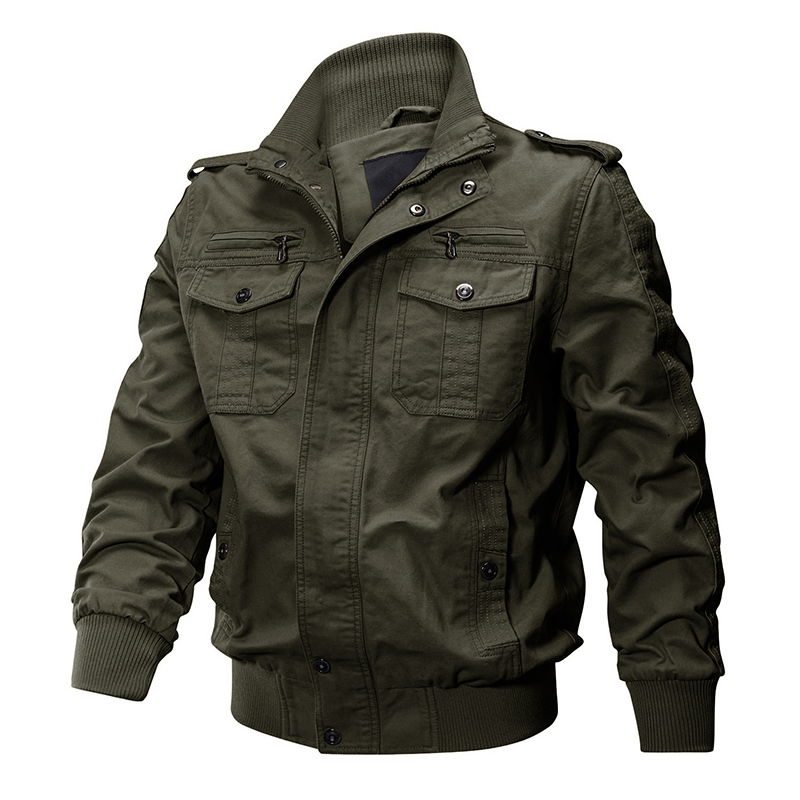 Spring and Autumn Work Jacket for Men, Pure Cotton Thin Coat, American-Style World War Ii Tough Guy Flight Jacket, Men's Top Clothing