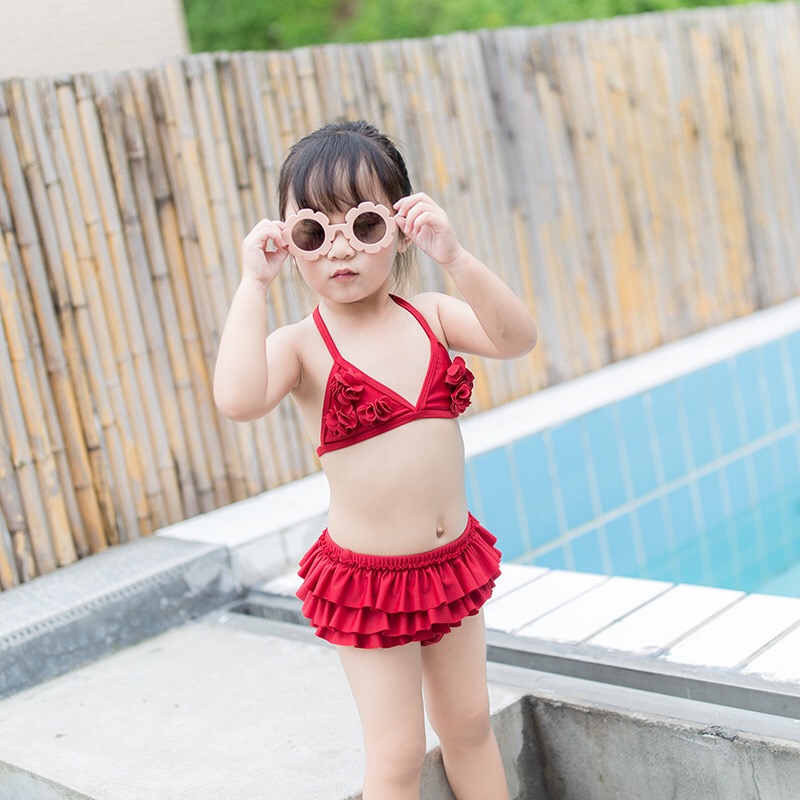 Đồ Bơi trẻ em Bãi Biển Mùa Hè Đồ Bơi Cô Gái Mặc Bikini Áo Tắm Hàn Quốc Nữ Bé Công Chúa Váy Áo Tắm Tập