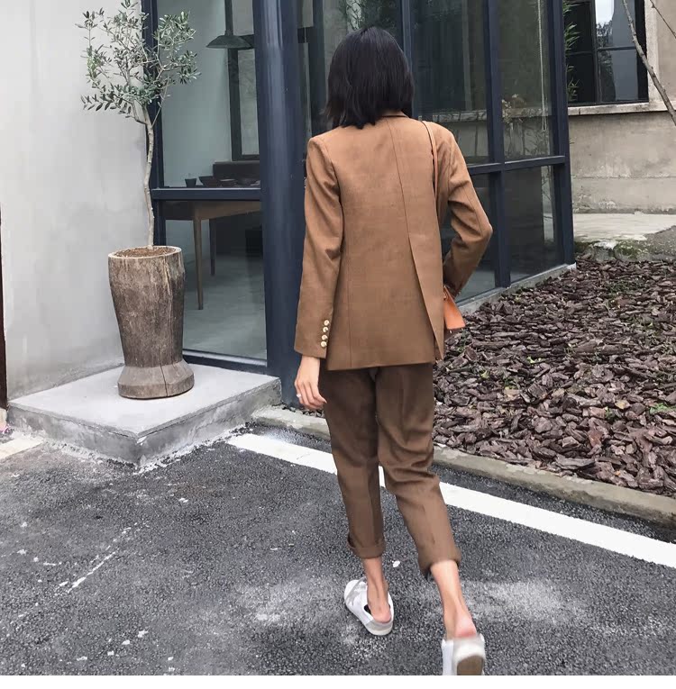 M.S2018 quần áo mùa thu mới tay cho cổ áo khí chất phù hợp với áo hai dây phù hợp với áo khoác ngắn nữ Slim áo khoác nữ hàn quốc