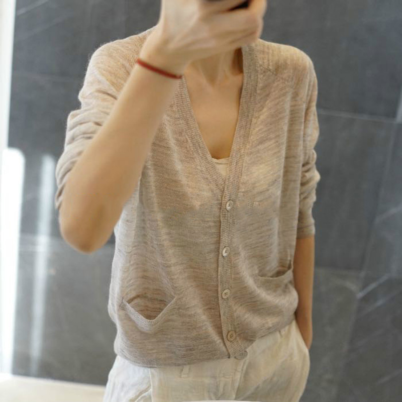 Thin-style wool knit cardio-hoodie 2021 spring and summer new Korean version easy to hit bottom sunscreen air conditioning shirt jacket