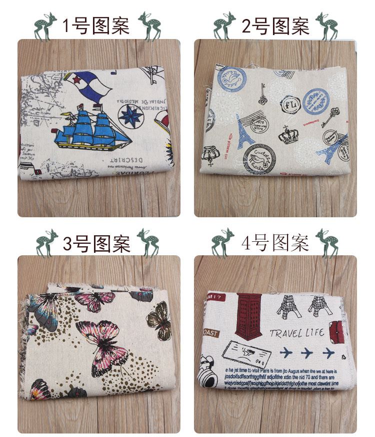 Vải hoa cotton lanh kẻ sọc thô vải lanh rèm sofa vải lanh khăn trải bàn handmade vải tự làm đầu vải lụa họa tiết