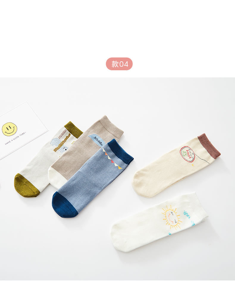 5 đôi tất Baonas mùa xuân và mùa thu vớ cotton màu rắn vớ nữ ngắn trẻ em Hàn Quốc vớ bé sọc dễ thương - Vớ bông quần tất đồ lót