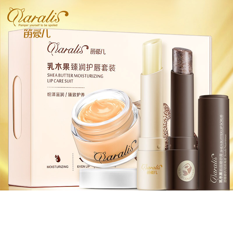 Shea Butter Lip Care Set Three-Piece Lip Matte Lip Mask Lip Balm dưỡng ẩm mặt nạ ngủ môi laneige 20g