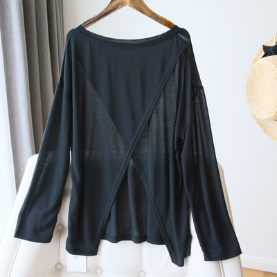 防晒上衣透气百搭T恤女长袖宽松薄款白色