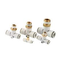 External thread T-type three-way pneumatic quick connector KQ2T04-M5 06-01S 08-02S 10-03S 12