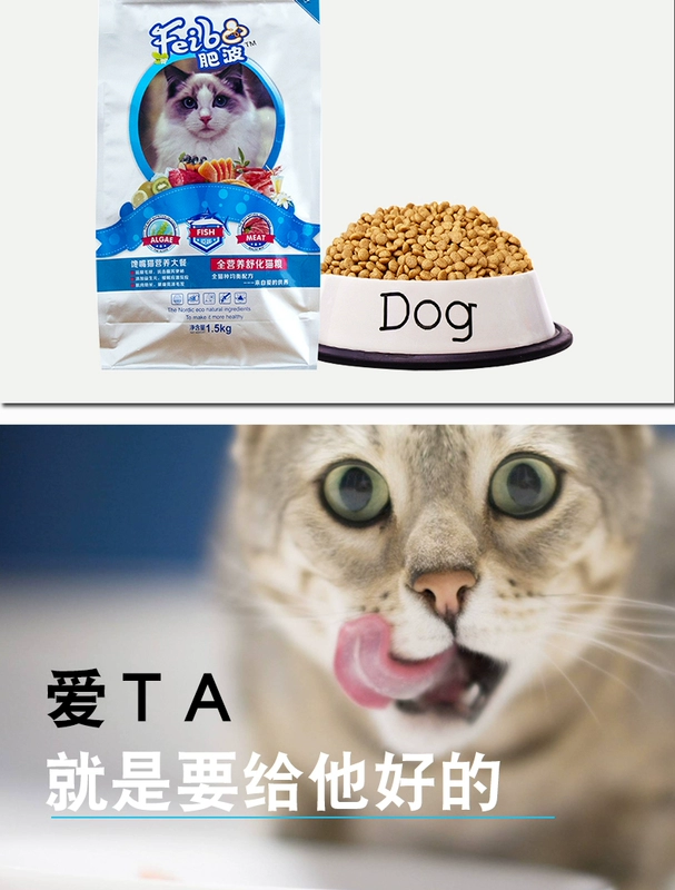 Feibocheng Thức ăn cho mèo con Thức ăn tự nhiên đặc biệt 3 kg Thịt bò có hương vị Hairball Anh Mỹ Ngắn ngắn Dinh dưỡng cho mèo Thức ăn chủ yếu cho mèo 1,5kg - Cat Staples