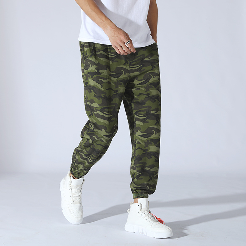 Spring and Autumn Thin Sports Pants Men's Loose Running Thread Closure Camouflage Pants Pure Cotton Breathable Casual Thick Cotton Pants Tide