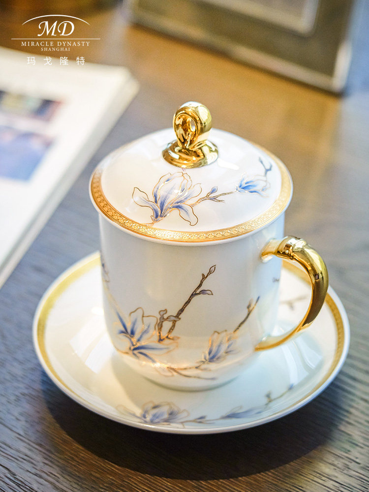 Margolontejinbo feast 3 heads conference cover cup Enamel color conference office household cup gift box packaging