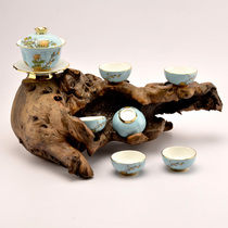 Yongfeng Yuan Porcelain China Wind 9-Head Ceramic Tea Set Suit Home Cover Bowl Teapot Cups Gift Box