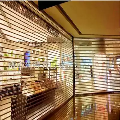 Foshan automatic door perspective crystal roller shutter door Bank telescopic door translucent roller door Stainless steel roller gate garage door