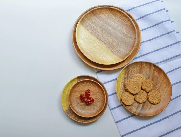 Ac keo Nhật Bản phong cách đĩa gỗ rắn khay gỗ hộ gia đình tròn bằng gỗ bánh mì tấm gỗ tấm trái cây bằng gỗ