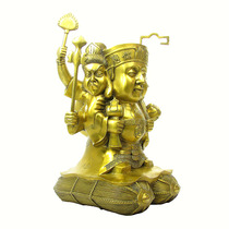 Xuanyou Fengshui ornaments copper three-sided God of Wealth Buddha statue big black sky crafts