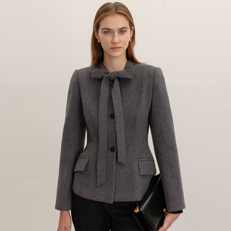 High-End 2025 Winter New Style Women's Coat with Tie Collar, Waist-Cinching Mid-Length Wool Coat for Women High-End 2025 Winter New Style Women's Coat with Tie Collar, Waist-Cinching Mid-Length Wool Coat for Women