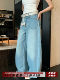 Xiajia Light Blue Wide Leg Jeans Women's 2026 Summer Style New Waist Slim Design Loose Floor-Mopping Scimitar Pants