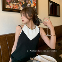 Summer home South Korea delicate little woman fake two hanging necks little black dress with back harnesses and short skirts for women