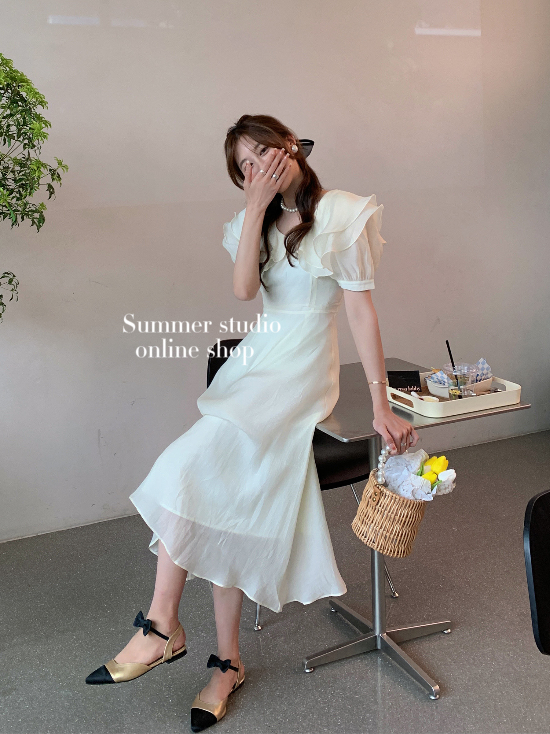 (heroine) summer home white French temperament light luxury high-end doll collar dress female 2022 summer