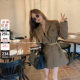 Summer Home [Power Style Outfit] 2024 Early Spring New Brown Suit Jacket Women's Belt Suit Top Spring and Autumn