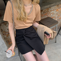 Summer home design sense niche black gray irregular high waist one-piece skirt women 2021 summer new