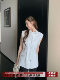 Xiajia Old Money Style Sleeveless Stand-Collar Workwear Waist Vest Women's Summer Drawstring Waist Design Top ສີຂາວ