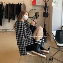 (9 zero 95 fold full reduction member discount) houndstooth retro temperament small fragrant coat female short