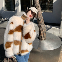Summer home 2021 Winter new celebrities foreign style imitation fox fur young green fur fur coat women