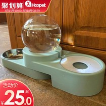 Cat plate cat bowl anti-knock automatic feeding large capacity cute pet smart non-slip drinking water fountain cat cage shallow mouth
