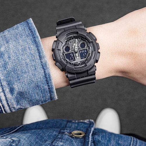 卡西欧 Смотреть мужское gshock Dark Heart Version Version Sport Водонепроницаемые электронные мужские часы GA-100CF-1A
