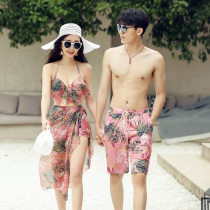 New Ginger sexy in style three-piece slim backless couple Korean beach hot spring swimsuit boxer pants