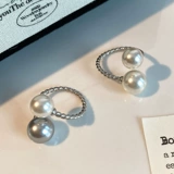 Белое изысканное кольцо с косичкой из жемчуга, легкий роскошный стиль, на указательный палец