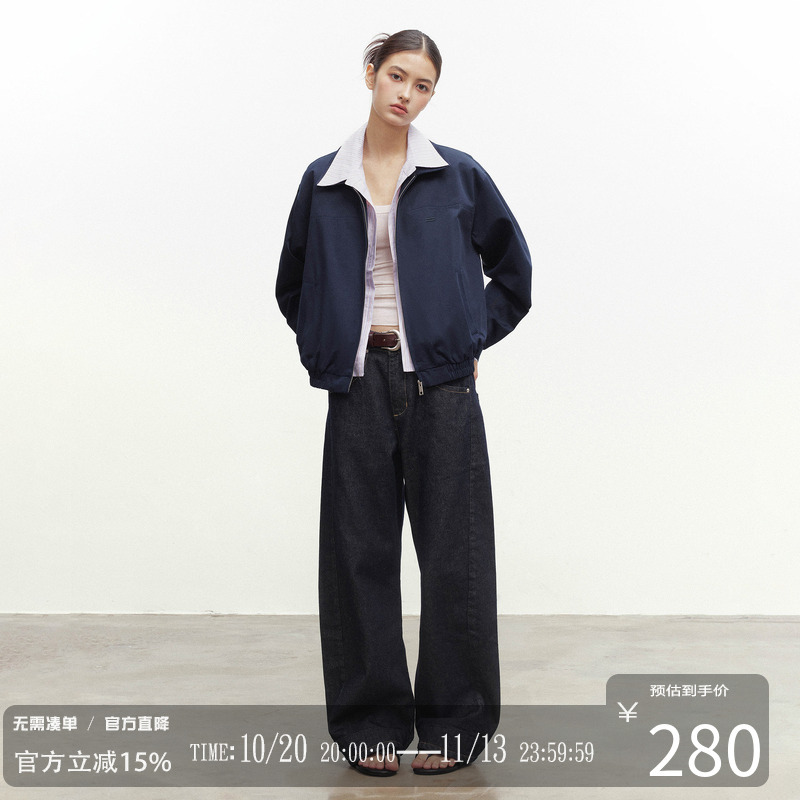 Codice Lab Harrington 2.0 Jacket, Fake Two-Piece, Color-Blocking, Basic Unisex Versatile Short Loose Coat