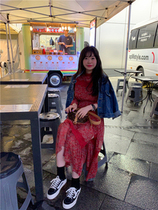 BORAKOO Bora Home Korea East Gate Generation Early Spring Knock Love Red Lace Chiffon Dress