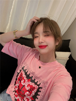 BORAKOO Korea Dongdaemun Summer very like this pattern~pink short sleeve T-shirt