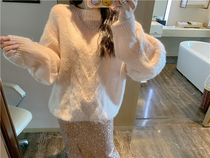 Special BORAKOO South Korea East Gate Dong beauty to the heart of ~ peach orange powder gentle ~ lantern sleeve sweater