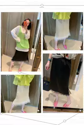 BORAKOO Korea East Gate Summer 2 color ~ black white ~ pearlescent satin lace skirt skirt