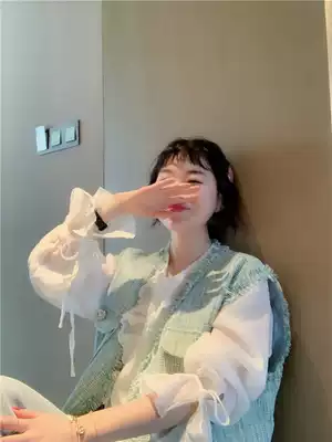 Special BORAKOO Korea Dongdaemun Xia Xianxian white ultra-thin cotton yarn ruffle doll shirt