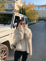 Special BORAKOO South Korea East Gate Didongla self-retention ^ ultra-high beige padded turtleneck mohair sweater