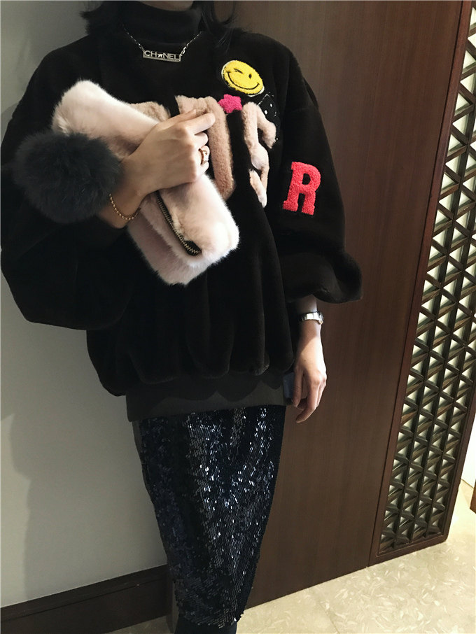 TBORAKOO Korea East gate Winter I overlove ~ dark chocolate lantern sleeves plush thickened thick cotton T