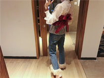 Special BORAKOO Korea East Gate Spring little woman feel red corduroy ruffle ruffle breast wrap vest