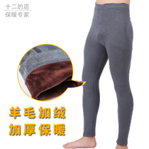 Thickened Garnapped warm pants wear pure cotton wool grinding with high waist mens large size and high slingshot cotton pants single piece of autumn pants