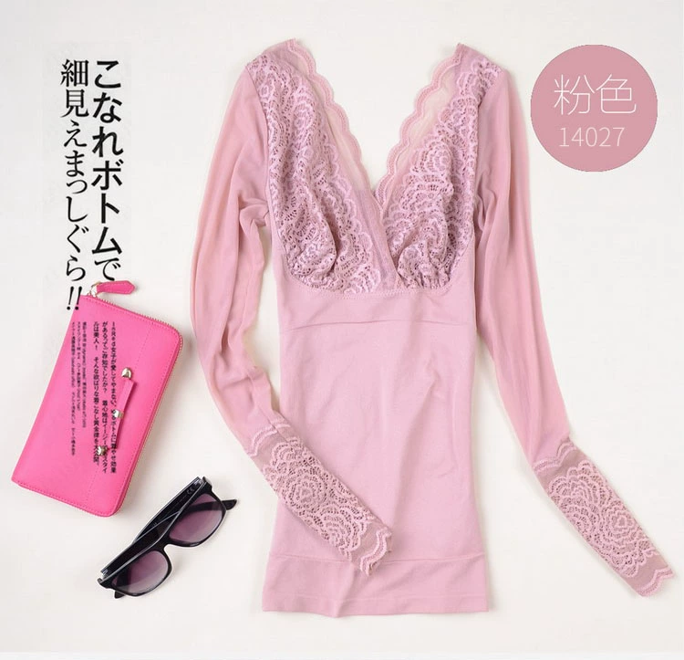 Cơ bụng eo cơ thể dài tay áo corset ren ngực hình dáng gợi cảm ấm áp cơ thể ấm áp đồ lót phụ nữ mùa thu quần áo