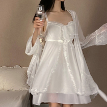 Stay in this evening pyjamas ladies Autumn lace Ribbon Skirt 2 Sleeping skirts Family Guy Sleeping Dress With Chest Cushion