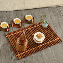 Handmade bamboo row dyed coaster tea tray bamboo rattan fixed Chinese style bamboo woven products tea ceremony accessories