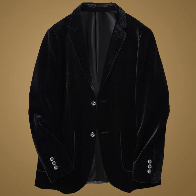 Luxury Italian-Style Gold Velvet Spring and Autumn Men's High-End Casual Suit, High-Quality Flat Velvet Suit Jacket, Single Piece Top
