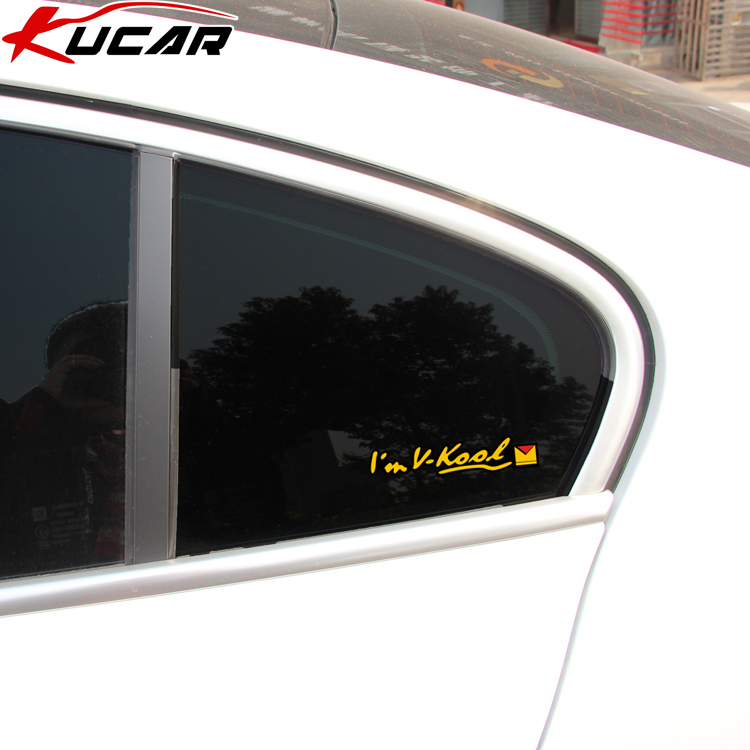Car sticker Weigu logo Car sticker logo Creative personality triangle rear window glass text I'm cool little yellow label
