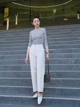 deebydwang Sheep Leather Matte Profile Straight Leather Leather Pants Fashion ankle-length pants Dadi Same Style