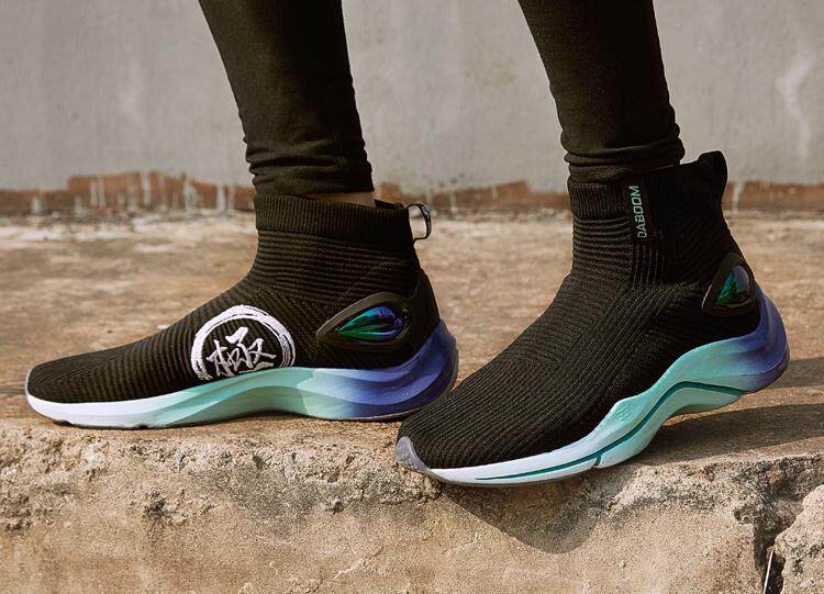 Li Ning socks shoes lovers autumn and winter burst point men's and women's one-piece woven shock absorption high-tube casual shoes AGLN121 142