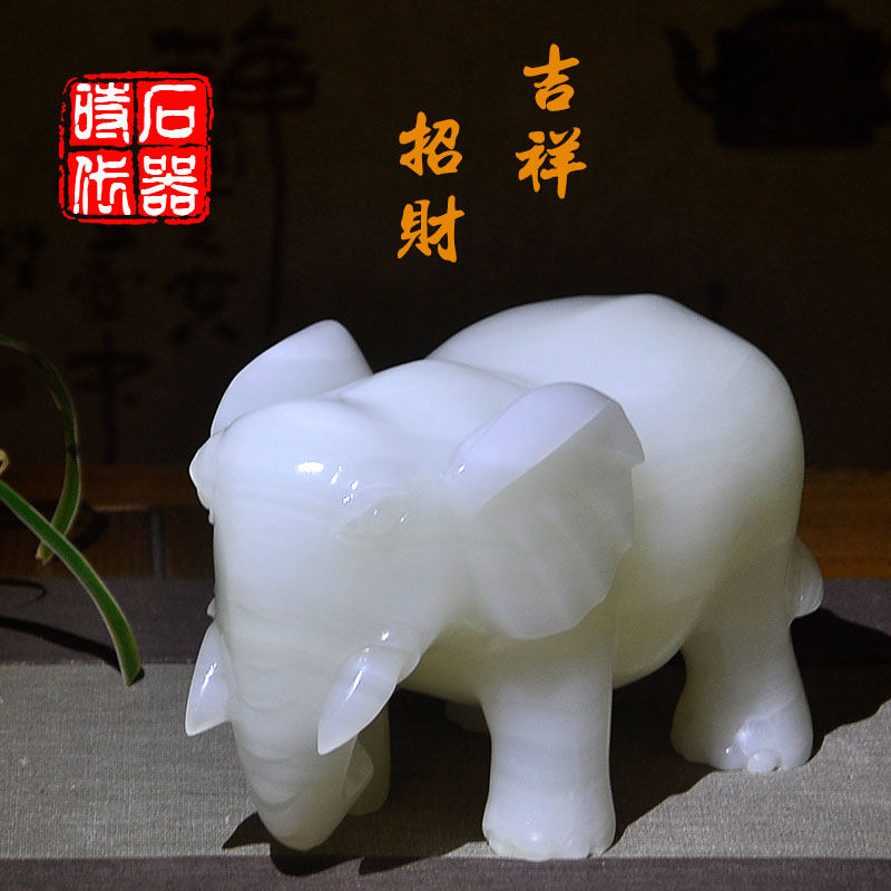 Natural Afghanistan jade elephant swing decorated living-room decoration Feng Shui for a great number of store opening ceremony
