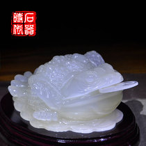 Natural Jade Golden Toad Lucky Ornament Large Three-legged Golden Cicada Shop Opening Gift Living Room Desk Decoration