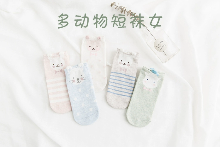 Vớ nữ vớ vớ cotton nông miệng thấp giúp thuyền vớ cotton mùa hè cao đẳng gió khử mùi Hàn Quốc dễ thương vớ tai