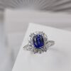 3 carat royal sapphire square full diamond ring S925 silver jewelry ring gift cultivation 2025 new style
